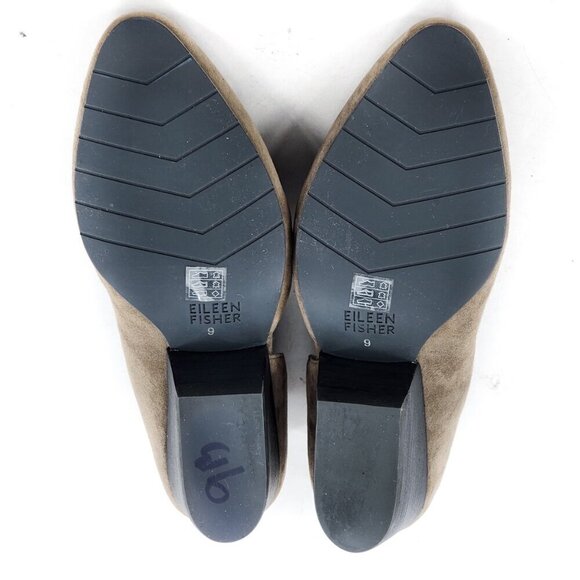 EILEEN FISHER Lily Gray Suede Half D'Orsay Wedge Heel Pump - Picture 8 of 8